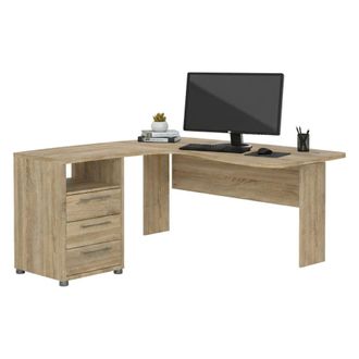 Dmora Escritorio Tatienne, Escritorio Multiusos, Mesa De Oficina Para Pc, El Plan De Trabajo, 159x150 H75 Cm, Roble - Dmora