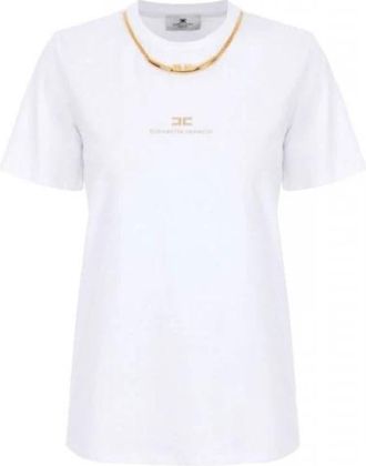 Elisabetta Franchi Logo Printed T-Shirt - Dames - T-shirts - Wit - M - Katoen - Tops