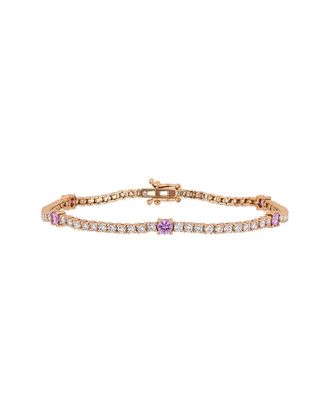 Rina Limor 14K Rose Gold 3.52 ct. tw. Diamond & Pink Sapphire Tennis Bracelet