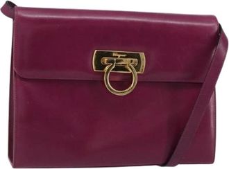 Ferragamo Pre-owned Cross Body Bags, female, Purple, Size: ONE SIZE Pre-owned Leather Shoulder Bag