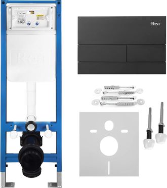 Rea Bastidor Para Inodoro Suspendido Rea Slim 024n Con Pulsador T Steel Black