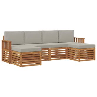 vidaXL Juegos De Sof&aacute;s Con Coj&iacute;n 6 Pcs Gris Natural Y Claro Vidaxl