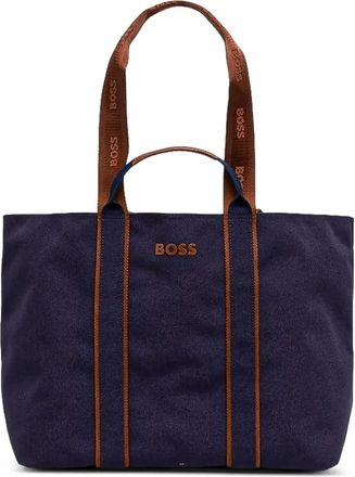 BOSS logo-detail tote bag - Blue