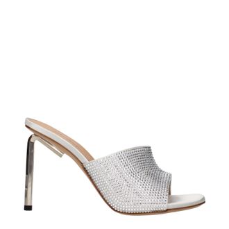 Off-white Blanco roto para mujers Sandalias plateadas satinadas