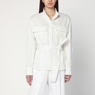 Ferragamo White belted shirt in cotton blend