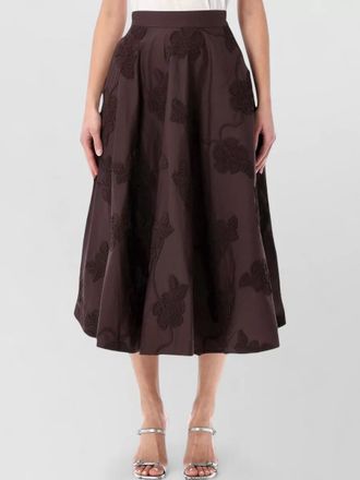 Rotate floral intarsia a line high waist skirt