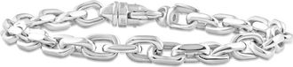 Pompeii3 Mens Polished Steel Single Tone Oval Clasp 7.5mm Link 8.5 Bracelet