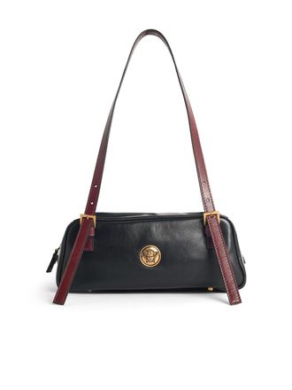 Versace Embl&egrave;me schwarze Lear-Bowlingtasche aus Nappaleder