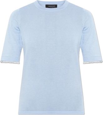 Fabiana Filippi Top met decoratief afgewerkte mouwen - Dames - T-shirts - Blauw - 2XS - Katoen - Tops