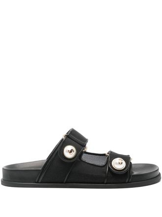 Jimmy Choo London Womens Fayence Sandal Low Leather Sandals With Pearls