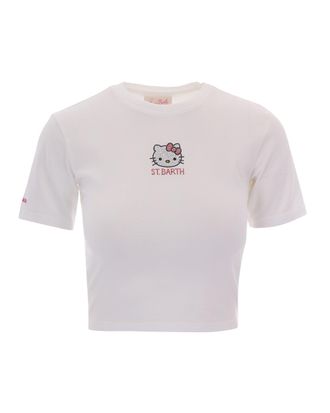 MC2 Saint Barth Short-Sleeved Fitted T-Shirt with Rhinestone Details