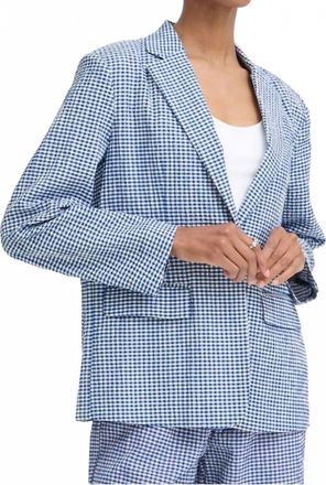 Ichi Jilma Gingham Blazer In Blue/ White