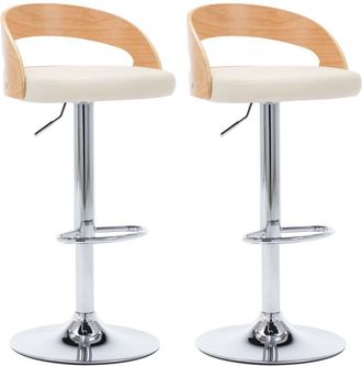 vidaXL Vidaxl - Taburetes de cocina 2 uds cuero sintético madera curvada crema