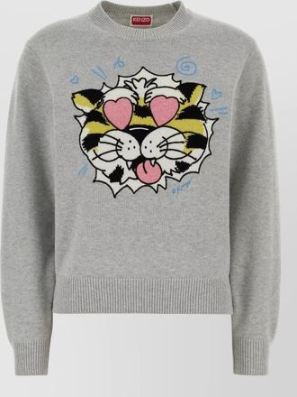 Kenzo wool blend crew neck long sleeve sweatshirt