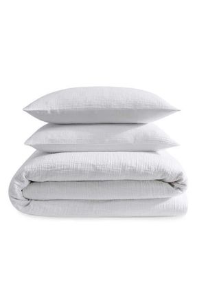 Calvin Klein Jacquard Cotton Duvet & Shams Set in White at Nordstrom, Size Queen