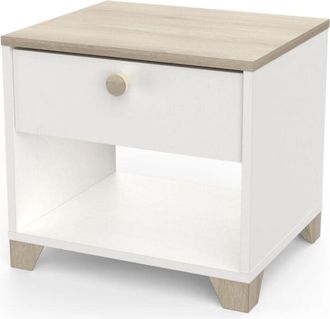Demeyere comodino 1 cassetto izzy quercia e bianco opaco 43,2x36,2x39,7 cm