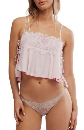 Free People Sweet Love Crop Pajama Camisole in Pink Ribbons at Nordstrom Rack, Size Medium