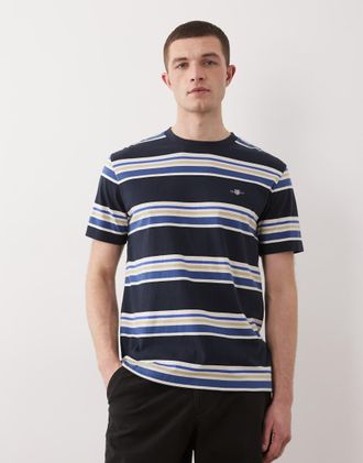 GANT T-shirt blu navy a righe multiple