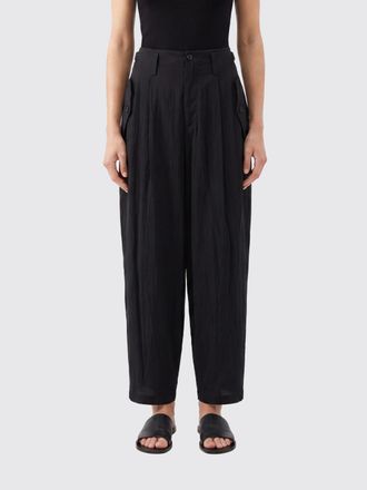 Yohji Yamamoto Pantaloni wide leg a vita alta in rayon e cupro con chiusura a scomparsa