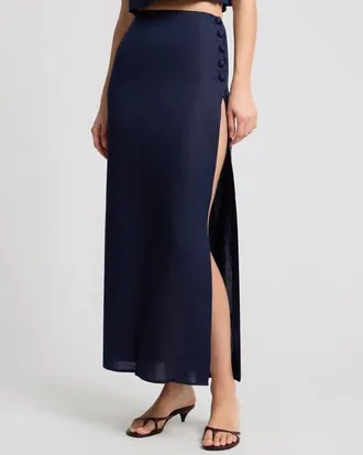 Onia High Slit Maxi Skirt in Noir Navy at Nordstrom, Size 2