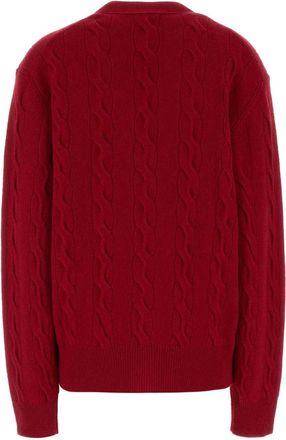 Ami Womens Red Wool Cardigan Rouge Rubis Exterior: Merino Maglieria Sweater