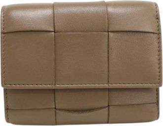 Bottega Veneta Pre-owned Tri-fold Portemonnee - Dames - Vintage Accessoires - Beige - ONE Size - Leer - Vintage