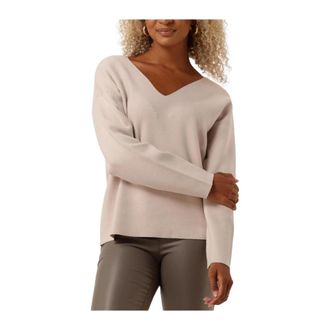 Object Objreynard V-neck Pullover - Dames - V-hals truien - Beige - M - Katoen - Truien & Vesten
