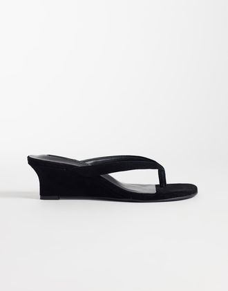 Tony Bianco Edgy - Sandali con zeppa in camoscio neri-Nero