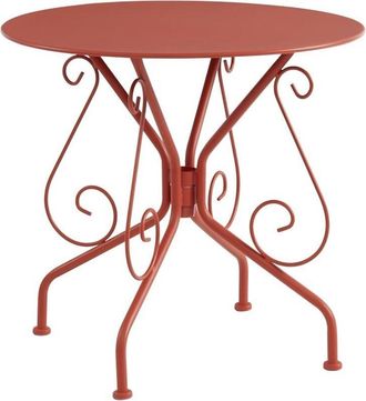 MYLIA Tavolo da giardino in metallo effetto ferro battuto colore Terracotta - GUERMANTES