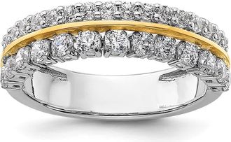 Diamond2Deal 14k Two-tone Lab Grown Diamond Wedding Band Ring 1Ct Clarity- VS Color- G-H