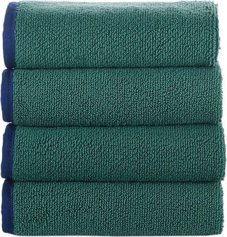 Brooks Brothers Four-Piece Contrast Frame Cotton Washcloth Set in Deep Jungle at Nordstrom Rack, Size 4 Piece Set