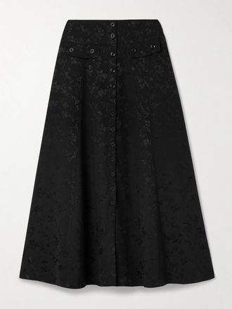 Maison Mayle Gonna Midi In Seta Jacquard Carlyne - Nero