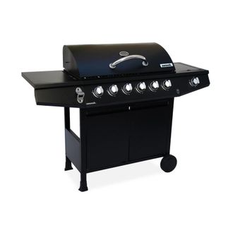 Sweeek Barbacoa de gas de 7 quemadores con 1 quemador lateral, negro