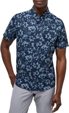 Travis Mathew Bombadier Floral Short Sleeve Button-Up Shirt in Total Eclipse at Nordstrom Rack, Size X-Large