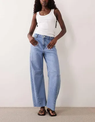 Nobody's Child Jeans elasticizzati blu con cuciture a ferro di cavallo
