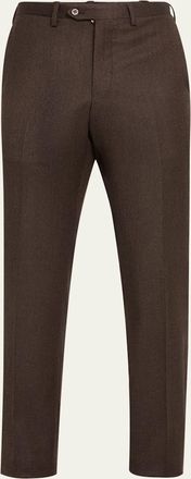 Kiton Mens Textured Brown Suit Trousers