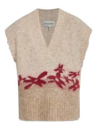 Munthe Purulia floral-intarsia vest - women - Spandex/Elastane/Alpaca/Acrylic/Polyamide - 40 - Neutrals