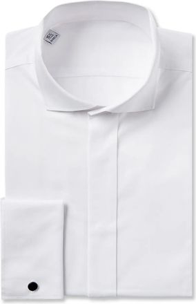 Generic White Slim Fit Wing Collar Button Down Shirt Double Cuff Plain Long Sleeve, Black Tie Dinner Suit (UK, Neck, 16.5, Regular, Regular, White)