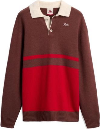 Kappa Lusaka Long Sleeved Polo - Heren - V-hals truien - Bruin - S - Wol - Truien & Vesten