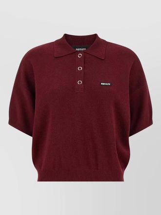 Rotate knit shirt polo collar ribbed hem
