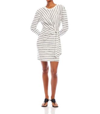 Fifteen Twenty Darla Side Knot Dress In Heathered Jersey Stripe