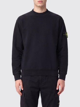 Stone Island Felpa girocollo in cotone con patch logo Compass sulla manica
