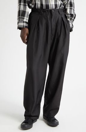 Yohji Yamamoto 1-Tuck Pleated Silk Pants in Black at Nordstrom, Size 3