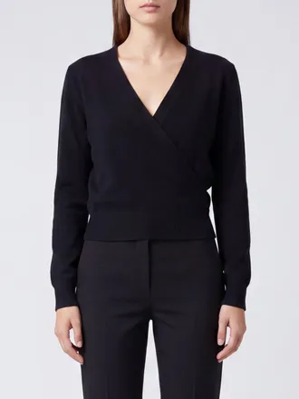 Twinset Maglia cropped in misto viscosa con scollo a V e bordi a costine