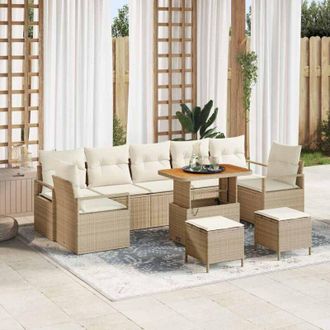 vidaXL Vidaxl - Conjunto De Sof&aacute; De Jard&iacute;n 10 Pcs Beige, Crema 90 X 55 X 71 Cm