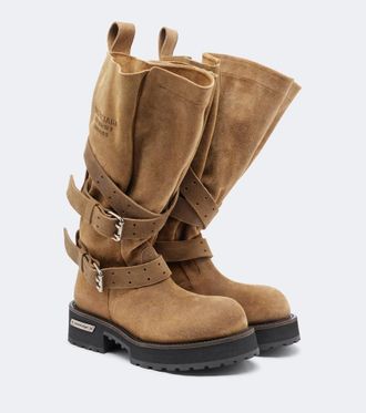 Balenciaga Venom suede biker boots