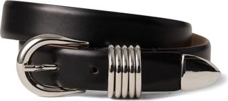 D&eacute;hanche Hollyhock Leather Belt in Black/silver at Nordstrom, Size X-Large