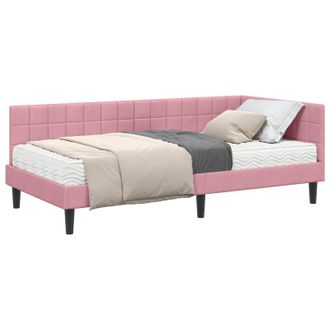 vidaXL Estructura De Cama Esquina Con Colch&oacute;n 2 Pcs Gris Terciopelo Vidaxl