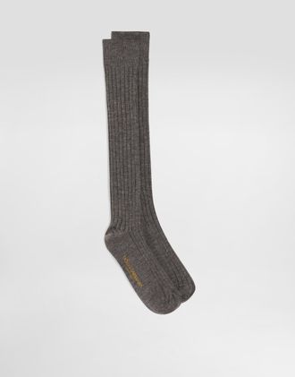 Dolce & Gabbana Ribbed Socks - Woman Socks And Tights Gray M