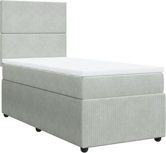 vidaXL Cama Box Spring Con Colch&oacute;n Terciopelo Gris Claro 80x200 Cm Vidaxl